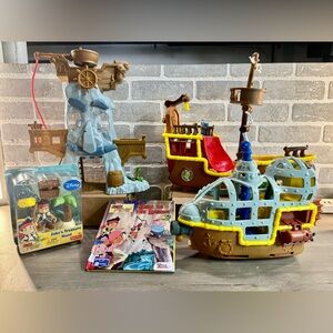 Lot of Jake the Pirate Disney - ship, skull island, submarine, figure, book